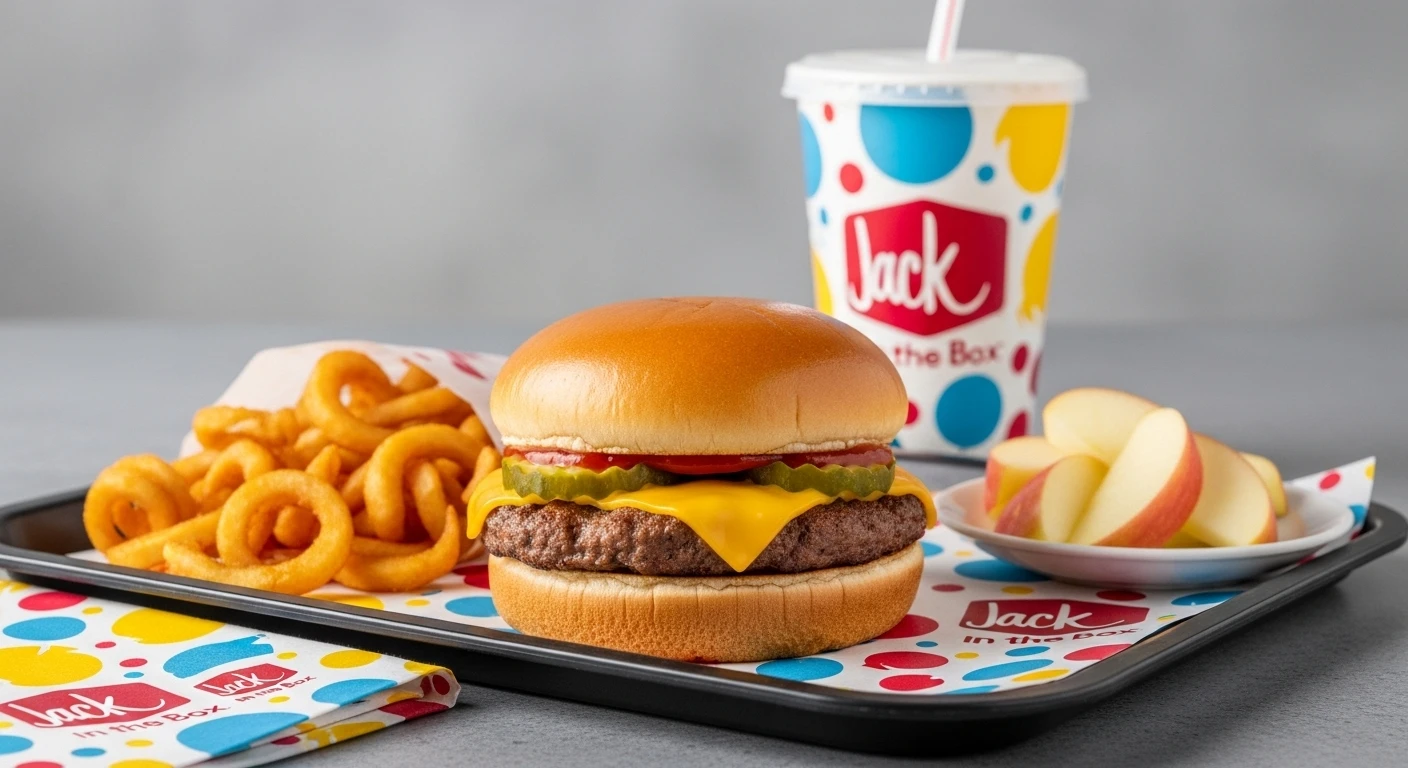 burger with fries and drink Jr. Cheeseburger